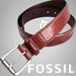 NWT FOSSIL Woodrow Dark Brown Leather Men’s Belt